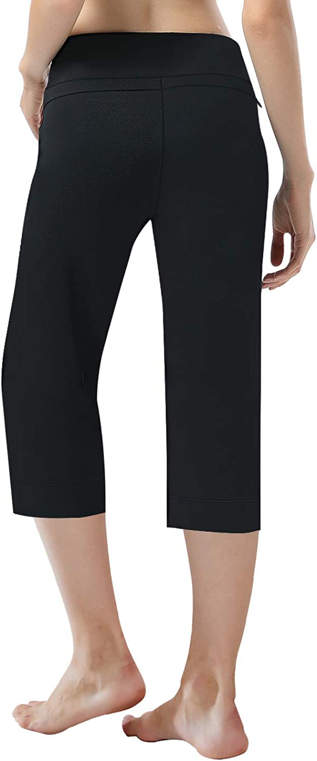 HISKYWIN 17"/23"/27"/29"/31"/33"/35" Inseam Capri/Petite/Regular/Tall Length Women's Straight Leg Yoga Pants Zip Pocket