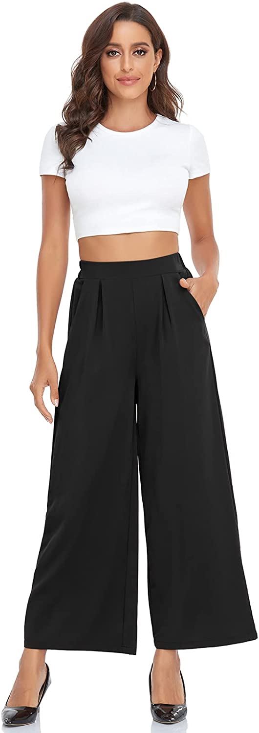 Arolina Women High Waist Wide Leg Long Pants Loose Fit Casual Palazzo Lounge Pants with Pockets