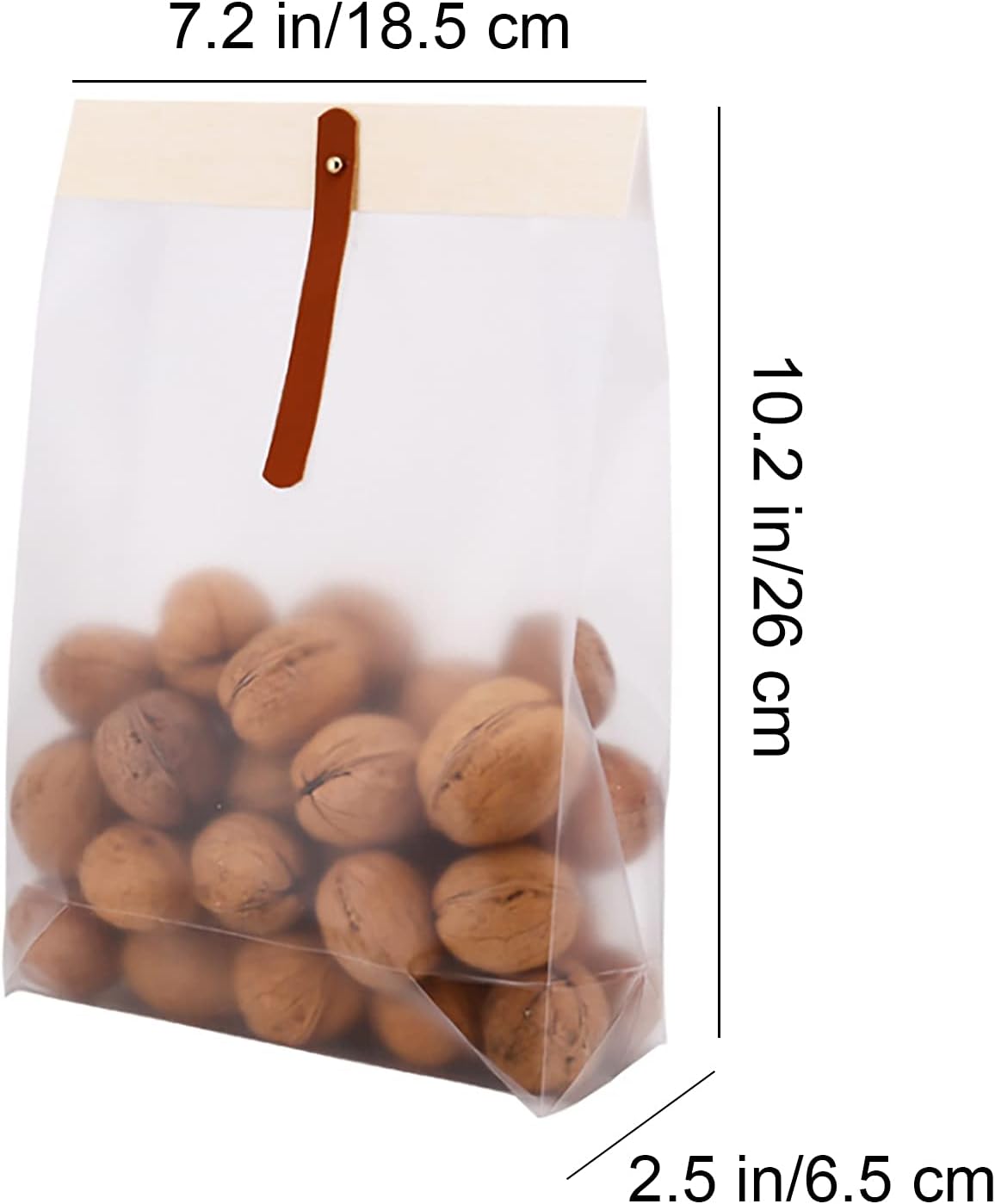 Enkrio 20 Pcs Candy Bags Treat Bags for Wedding Translucent Plastic Bags Cookie Bags for Mini Cake Chocolate Snack Wrapping Bakery Bags Gift Bags with Leather Strap and Metal Buckle (Large)