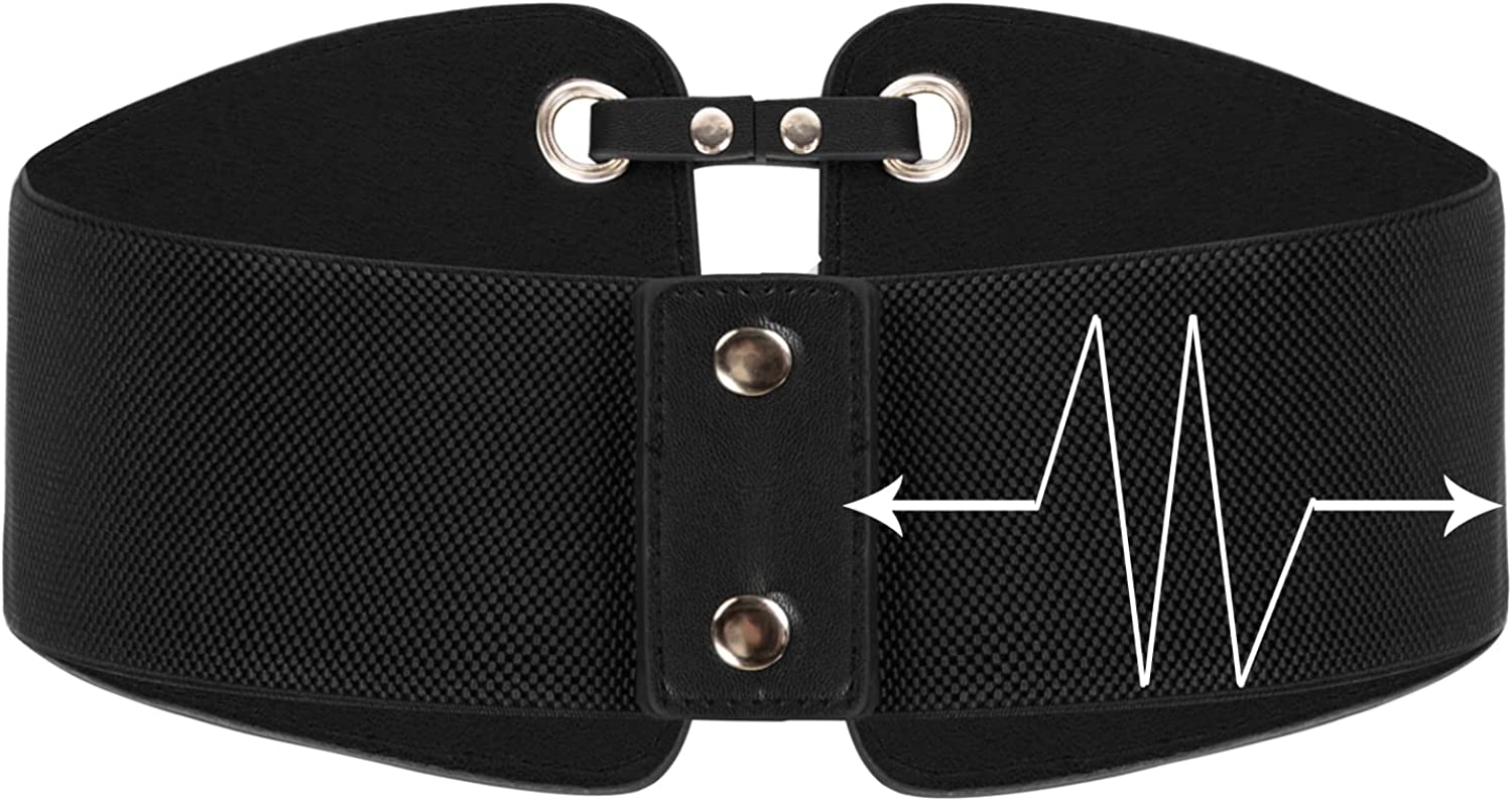 GRACE KARIN Women's PU Leather Belt Rivets Wide Waist Belt Stretch Waistband Steampunk Corset Belts for Shirts