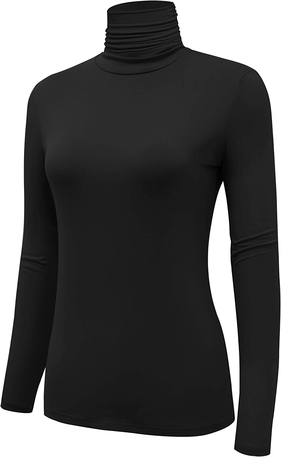 AUHEGN Women's Long Sleeve Lightweight Turtleneck Top Slim Fit Pullover T-Shirt (S-XXL)