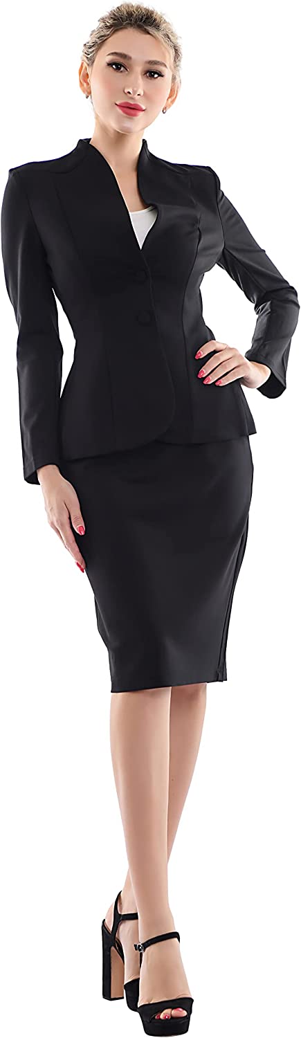 Marycrafts Women's Formal Office Business Work Jacket Skirt Suit Set
