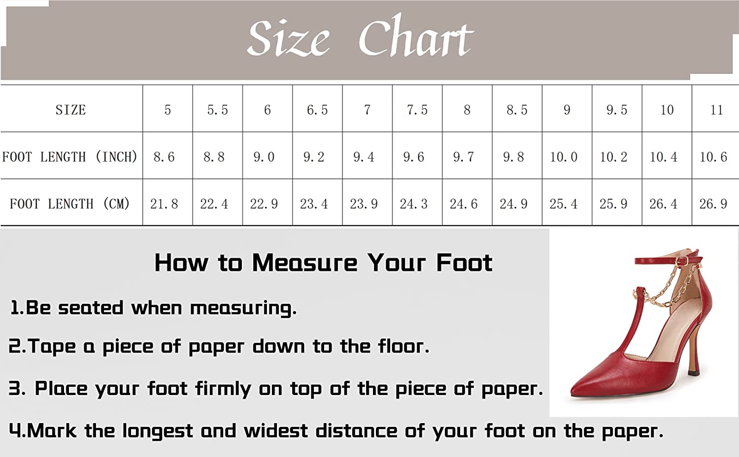 PiePieBuy Womens Ankle Strap Pumps Closed Pointed Toe T-Strap Chain Back Zipper Stiletto Heel Dress Shoes