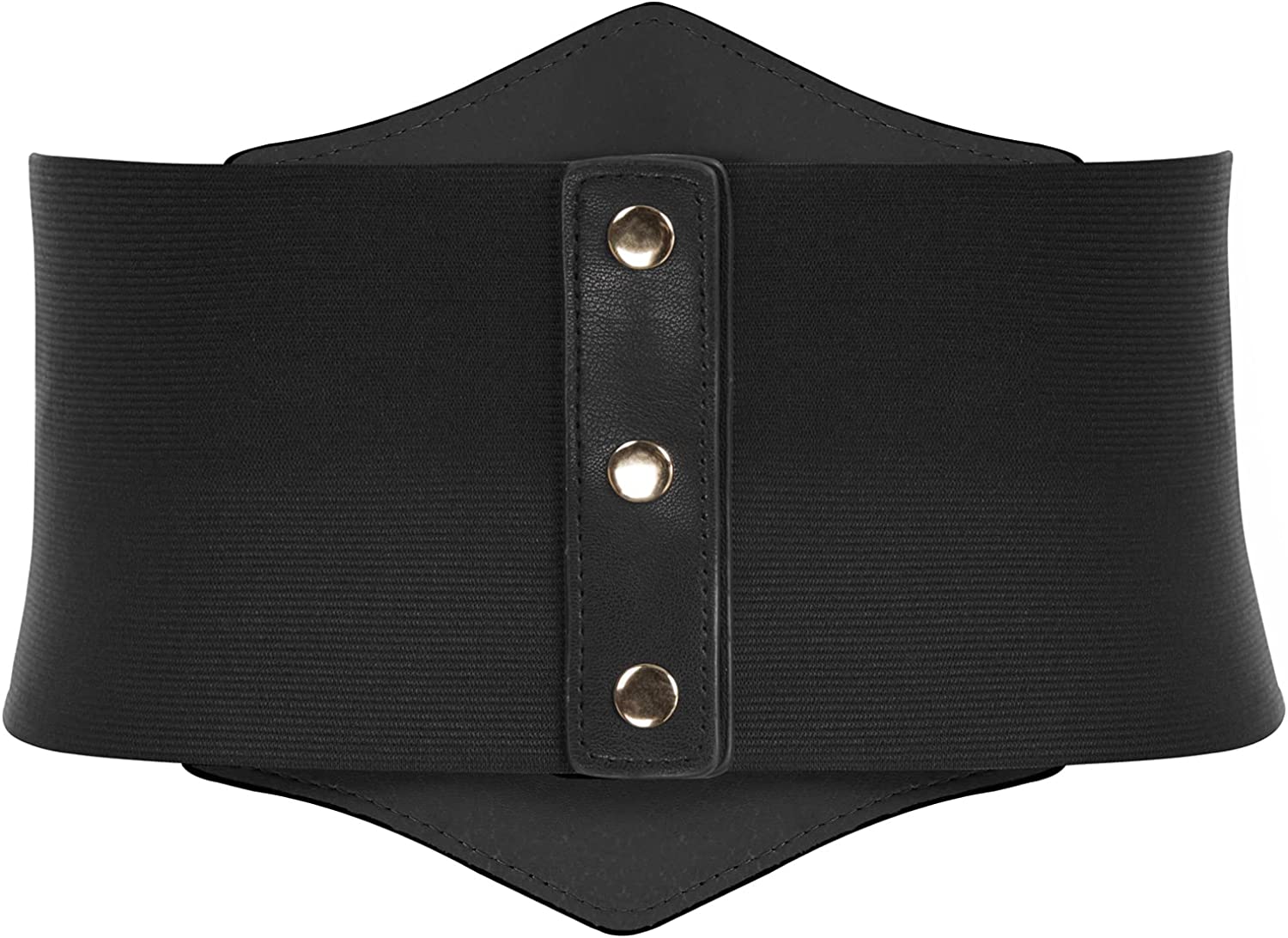 GRACE KARIN Women's PU Leather Belt Rivets Wide Waist Stretch Waistband Steampunk Button up Corset Belts