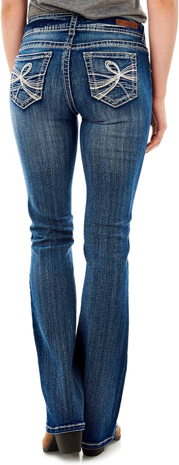 WallFlower Women's Luscious Curvy Bootcut Mid-Rise Insta Stretch Juniors Jeans (Standard and Plus)