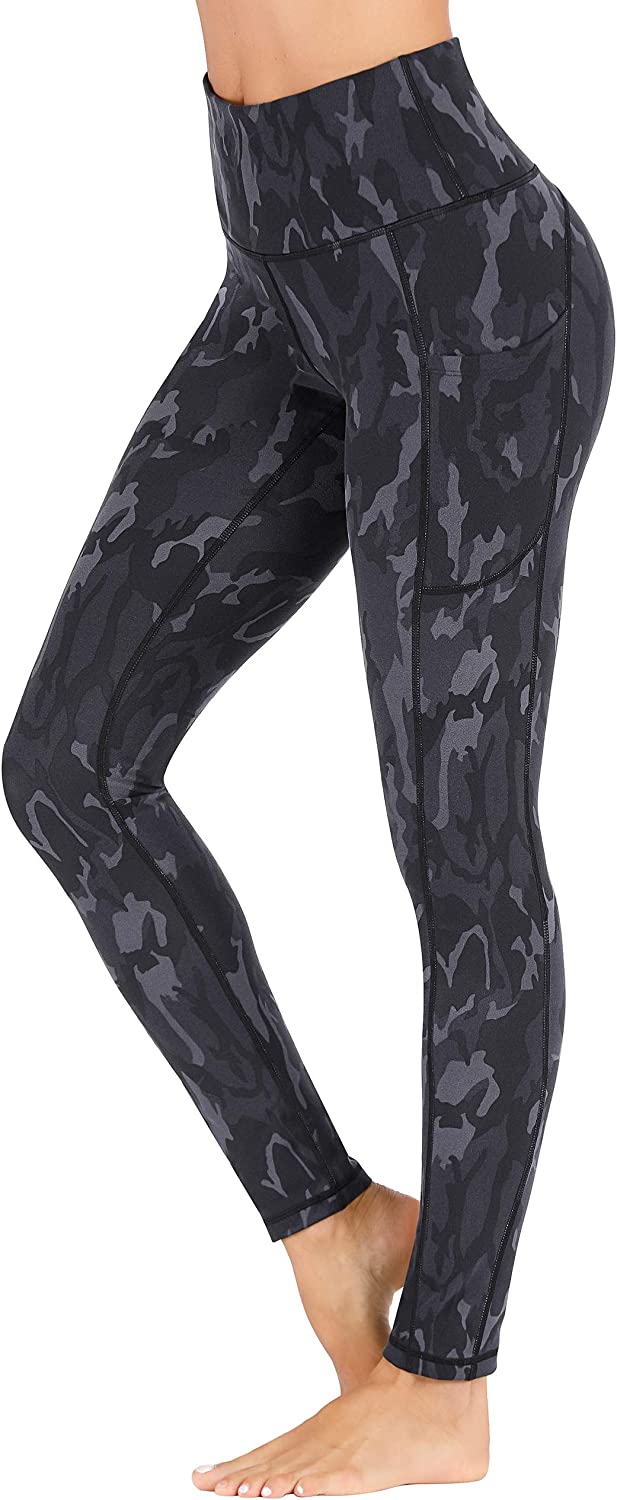 IUGA Leggings with Pockets for Women High Waisted Printed Yoga Pants for Women Workout Leggings for Women with Side Pockets