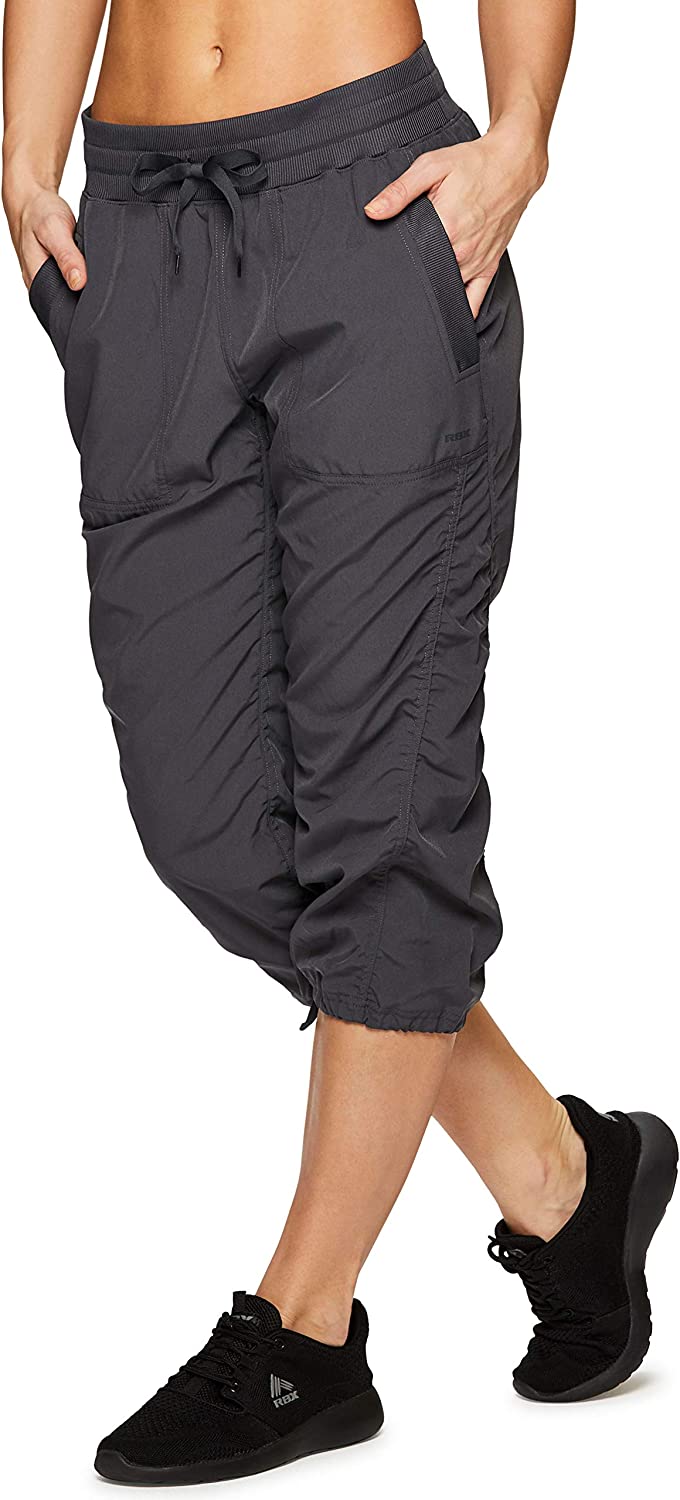 RBX Active Women's Fashion Lightweight Stretch Woven Body Skimming Drawstring Capri Pant