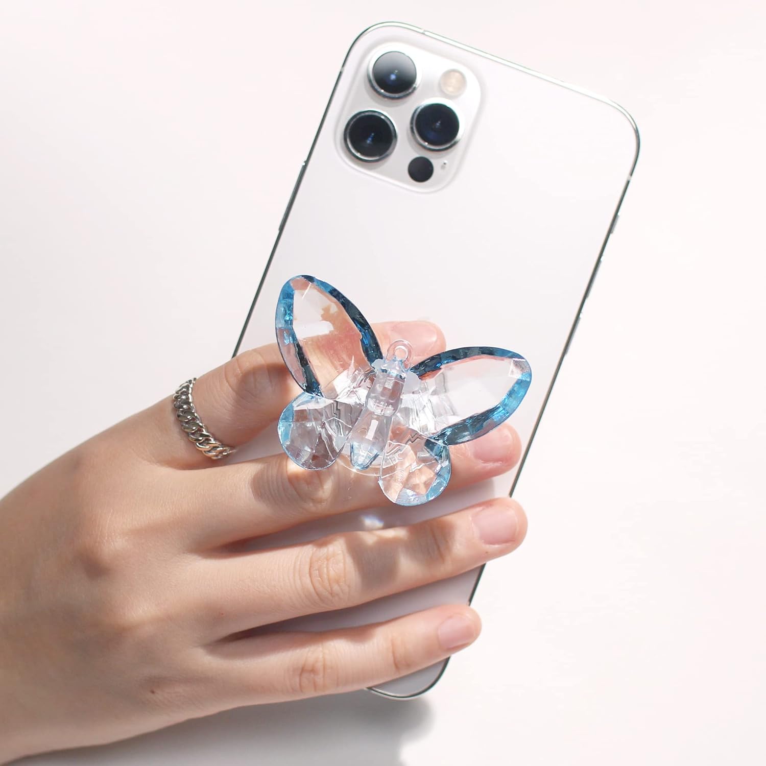 COMMONKUNST 3D Butterfly Shape Collapsible Expandable Multi Functional Mobile Phone Grip & Kicktand (Sky Blue)