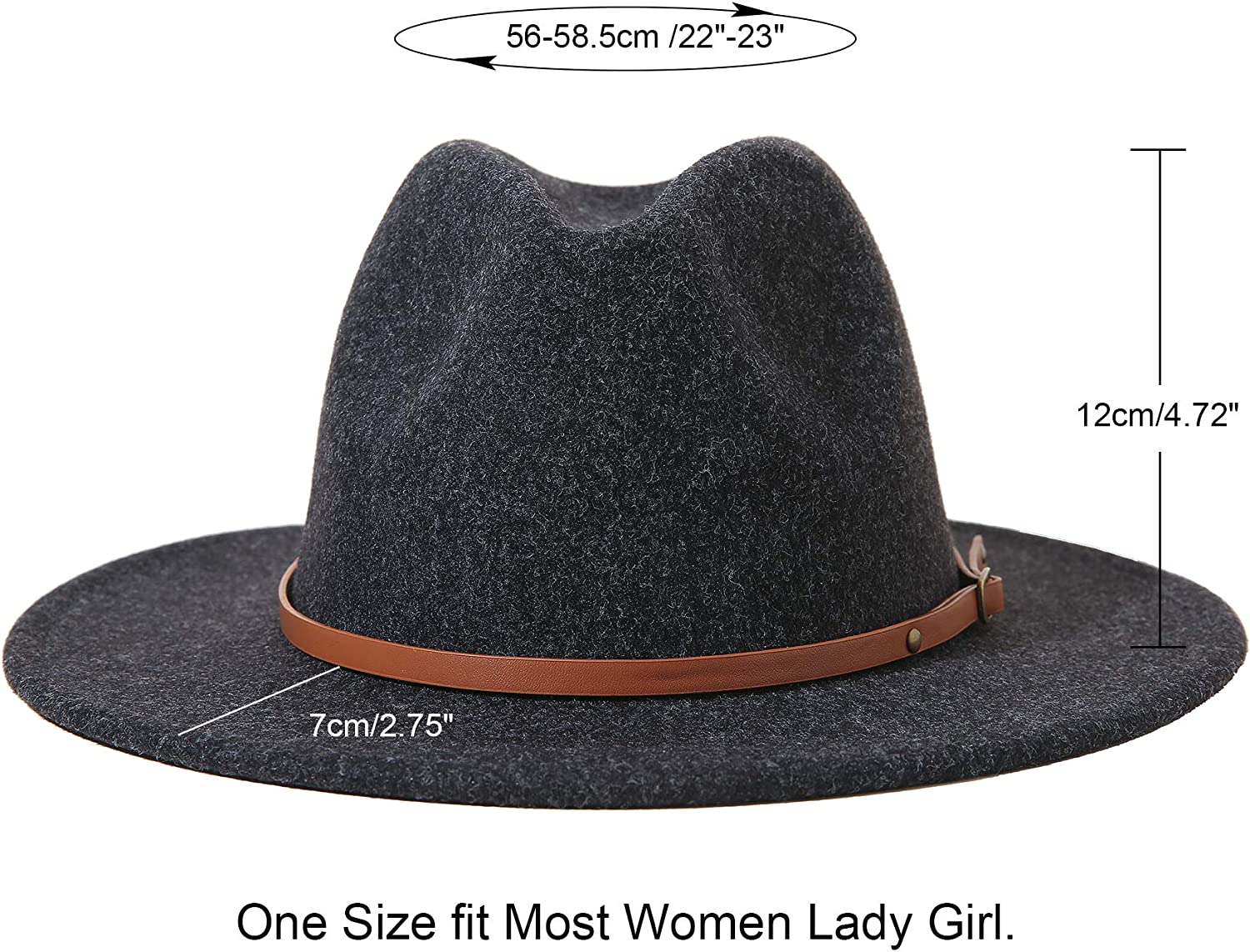 Lanzom Women Lady Felt Fedora Hat Wide Brim Wool Panama Hats with Band
