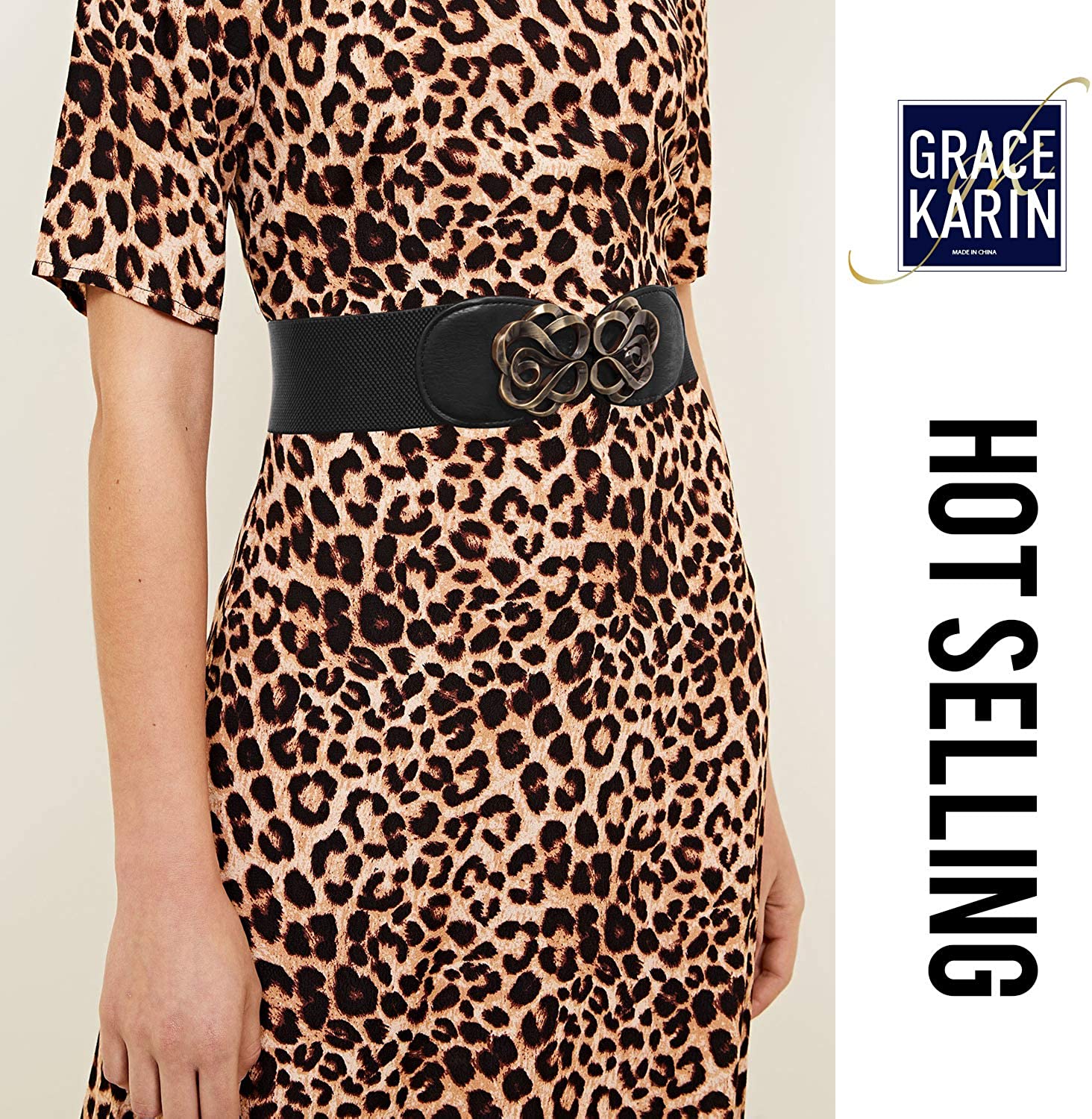 GRACE KARIN Women Stretchy Vintage Dress Belt Elastic Waist Cinch Belt CL413