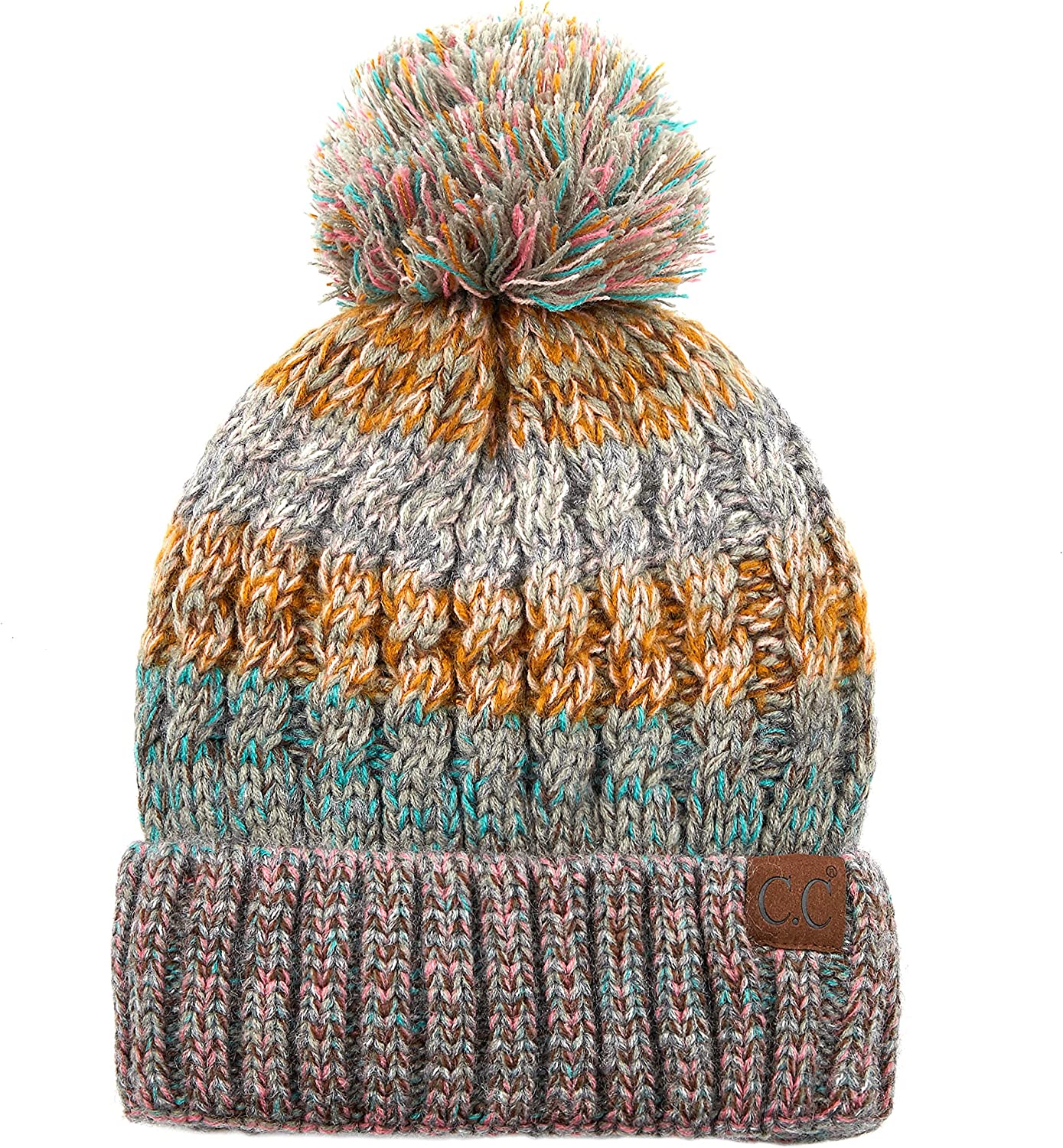 C.C Exclusives Women's Winter Seed Stitched Confetti Pom Beanie Hat (HAT-1816)(HAT-2214)(HAT-2085)(HAT-3841)