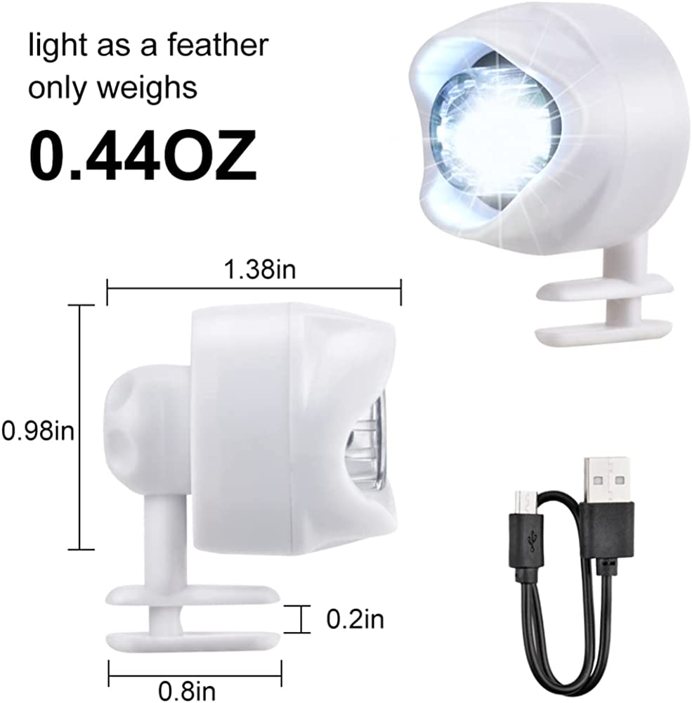 Croc Headlights， Croc Accessories， Rechargeable Headlights for Clog Shoe Lights， Bubble Slides Shoes Flashlight， Glow in The Dark Shoes Charm， Suitable for Adults Kids for Shoes(White)