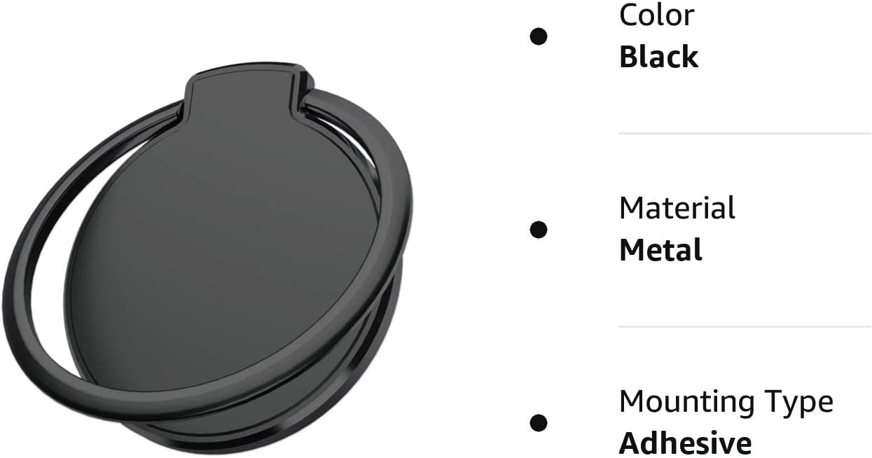 CHEEDAY Magnetic Phone Ring Holder Wall Mount [4 Strong Magnets] Gym Magnet Phone Finger Ring Grip Desk Stand Car Mount [with 2 Metal Plate] Compatible with iPhone 12 13 14 Pro Max, Android - Black