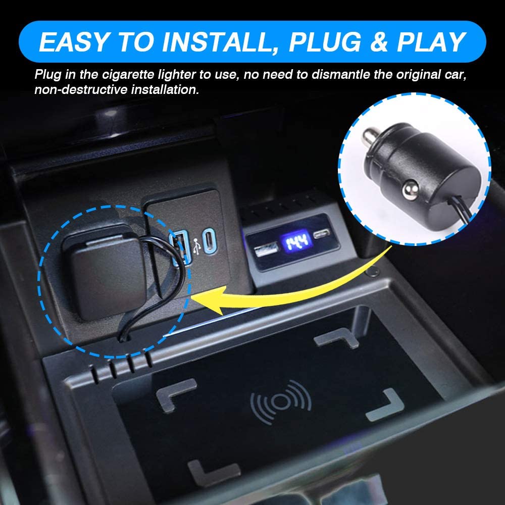 T TGBROS Custom Fit for 15W Fast Wireless Car Charger 2020-2022 Ford Explorer Fasting Charging with 36W USB Port Wireless Qi Phone Charger Pad